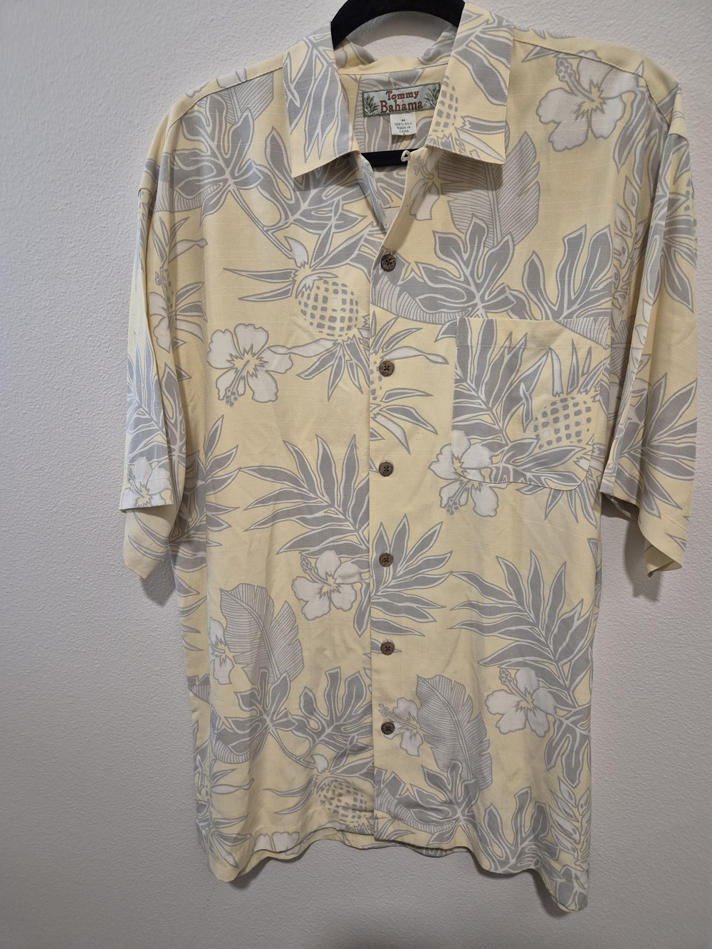 Tommy Bahama Yellow Floral Hawaiian Shirt